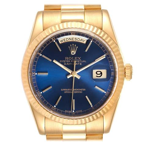 rolex day date gold blaues zifferblatt president|rolex day date 40 yellow gold.